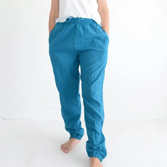 Vintage Reebok Sport  Teal Nylon Jogging Pants Med - Picture 1 of 12